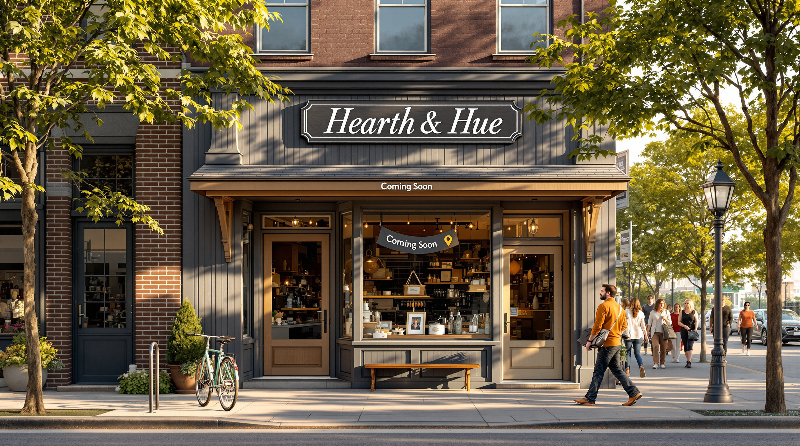 Local business storefront with map location indicator